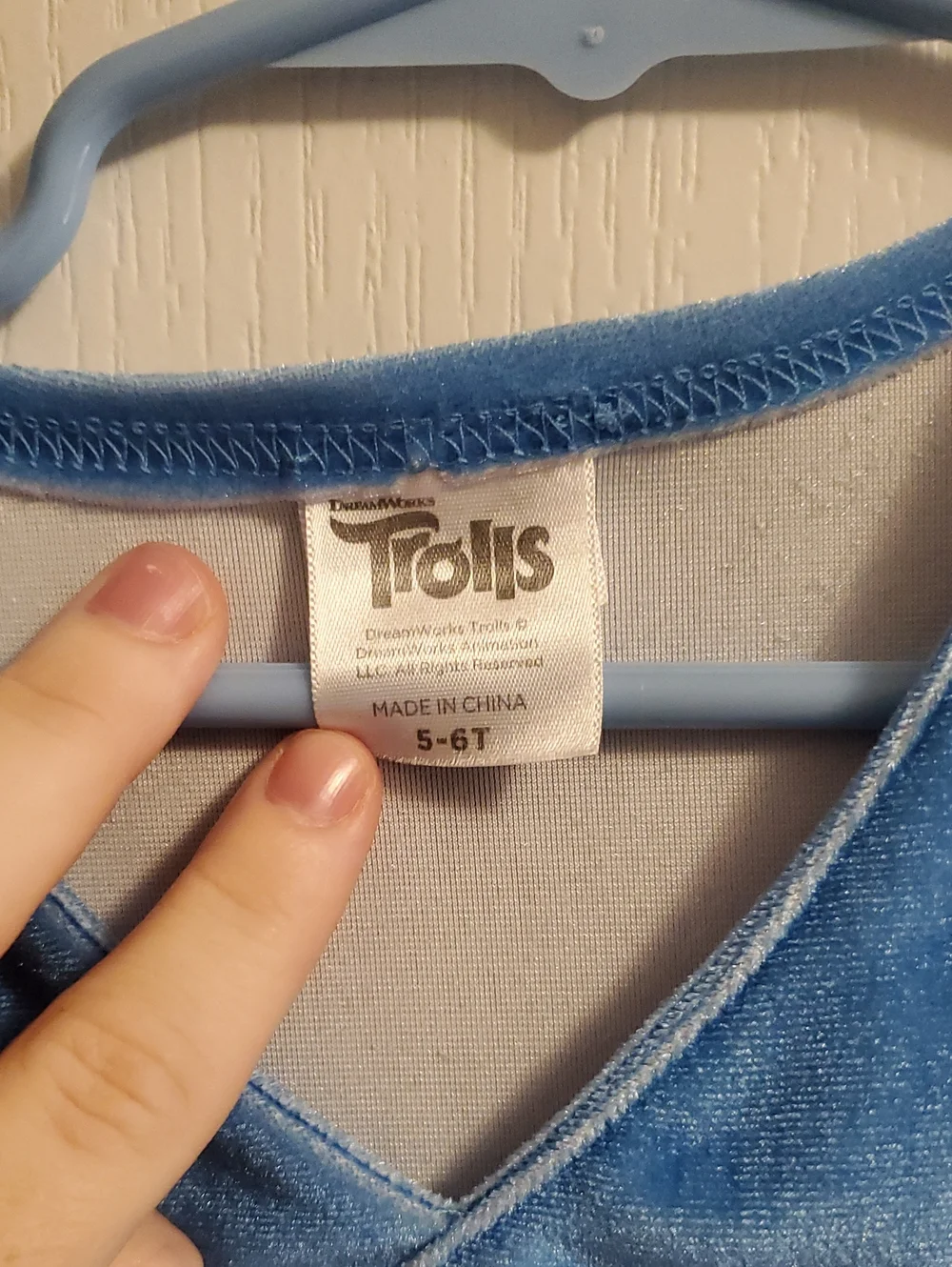 DreamWorks Trolls Light Blue Velvet Top